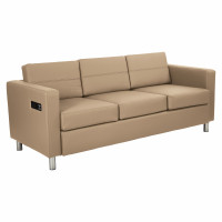 OSP Home Furnishings ATL53-R104 Atlantic Sofa with Dual Charging Station in Dillon Buff Fabrics